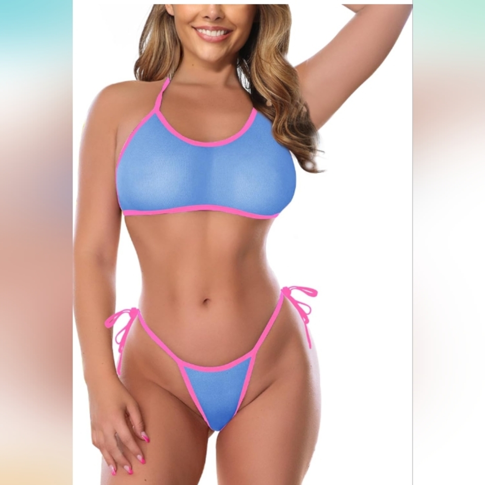 SHERRYLO Sheer Micro Bikini See Through Extreme Bikinis Slutty Thong Bathing Sui